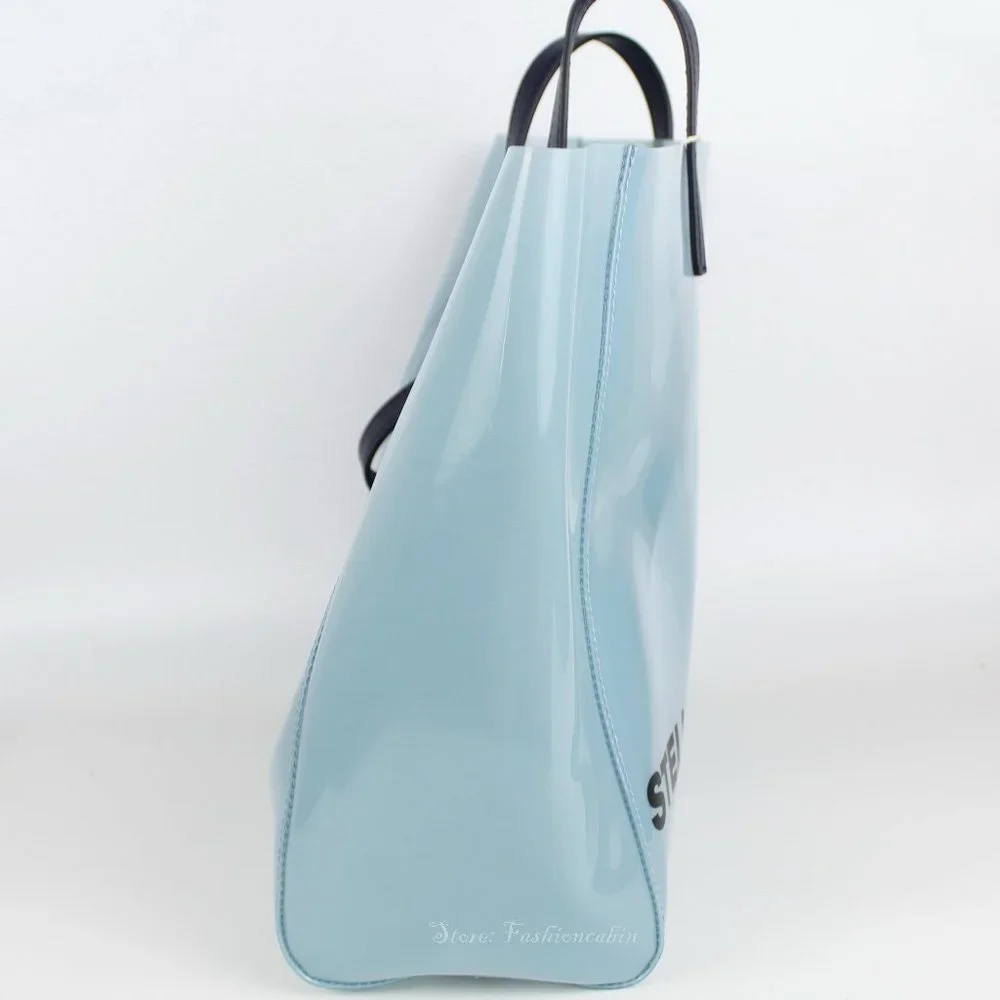 NWT Stella McCartney Blue Clear Logo PVC Tote, Blue